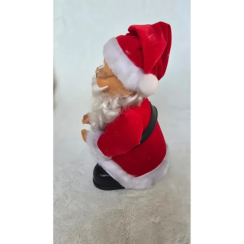 Vintage Animated Santa Claus Figure with Bell  Christmas Decor